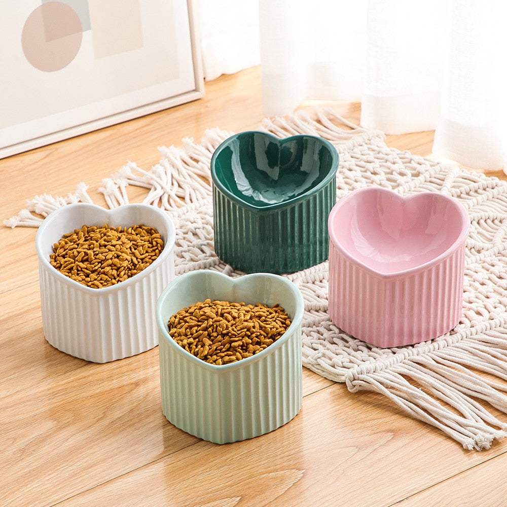 Ceramic Table Set Shelf, Heart Shaped Cat Bowl
